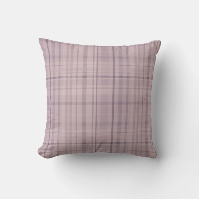 Mauve Purple Pink Plaid Pattern Throw Pillow (Front)