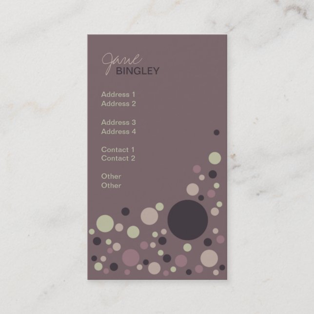 Mauve & Purple Retro Dots Business Card (Front)