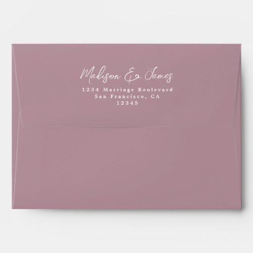Mauve Purple Wedding Return Address Envelope