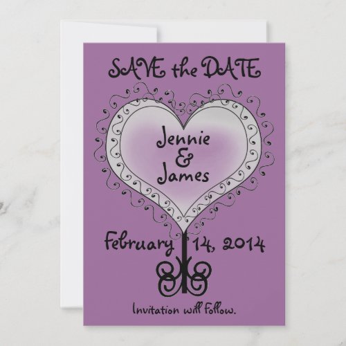 Mauve Purple Wedding Save the Date Card
