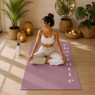 Mauve purple wellness minimalist personalized yoga mat