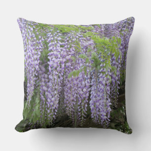 Mauve Purple Wisteria Flowers Throw Pillow