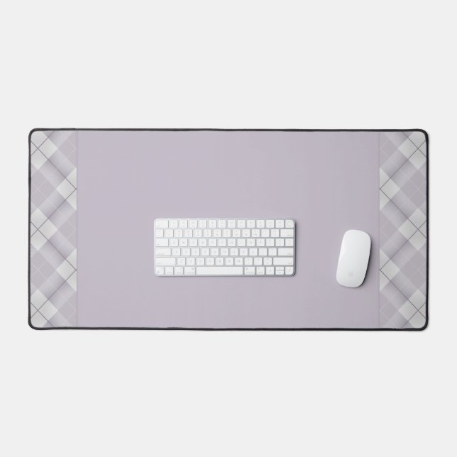 Mauve Purple with Plaid Sidebar Design Desk Mat (Keyboard & Mouse)