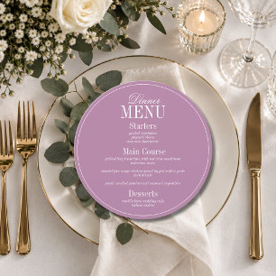 Mauve Quiet Formal Round Wedding Menu Card