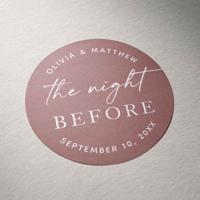 Mauve Rehearsal Dinner | Fall Wedding Night Before Classic Round Sticker (Creator Uploaded)