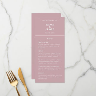 Mauve Reverse Minimalist Ampersand Wedding Elegant Menu