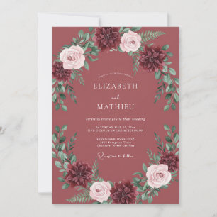 Mauve Romantic Autumn Wedding Invitation