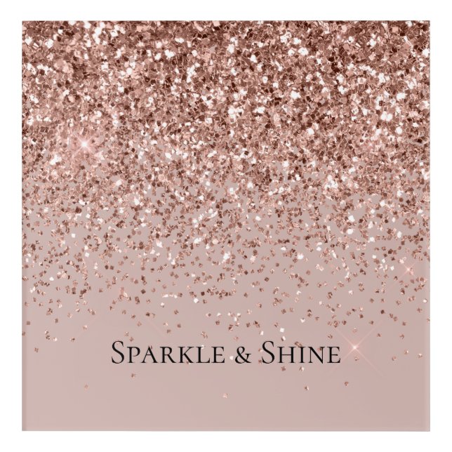Mauve Rose Gold Glitter Sparkle Acrylic Print (Front)