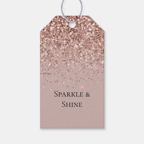 Mauve Rose Gold Glitter Sparkle Gift Tags