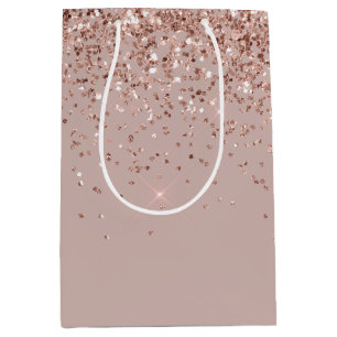 Mauve Rose Gold Glitter Sparkle Medium Gift Bag