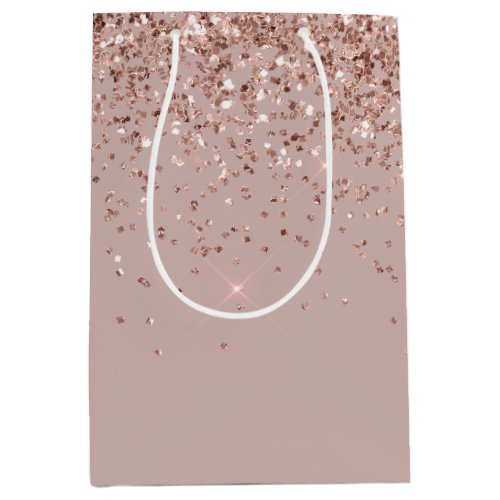 Mauve Rose Gold Glitter Sparkle Medium Gift Bag