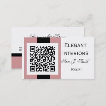 Mauve Rose Pink  Qr Code Technology Design Business Card by 911business at Zazzle