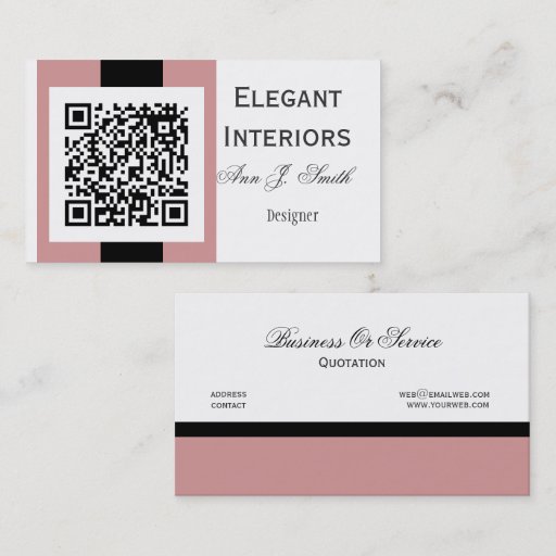 Customizable Touch of Pink Damask - QR code Business Card Template