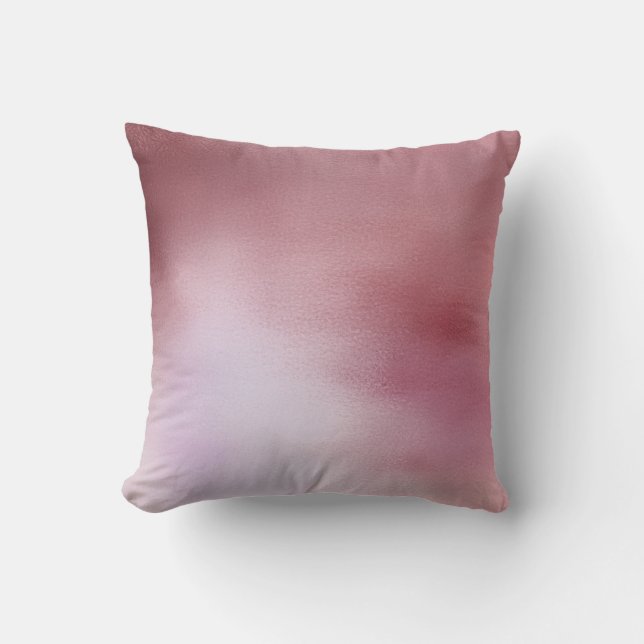 Mauve Rose Powder Gold Glass Ombre Metallic Pillow (Front)