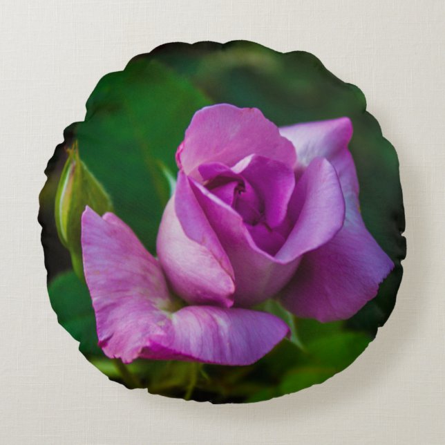 Mauve Rose Round Pillow (Front)