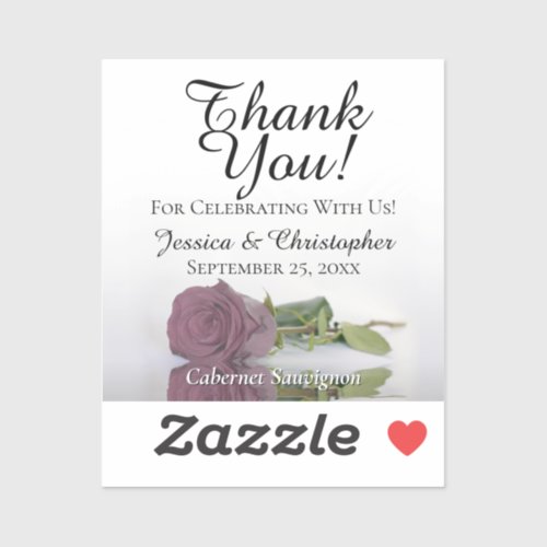 Mauve Rose Thank You Wedding Mini Bottle Label