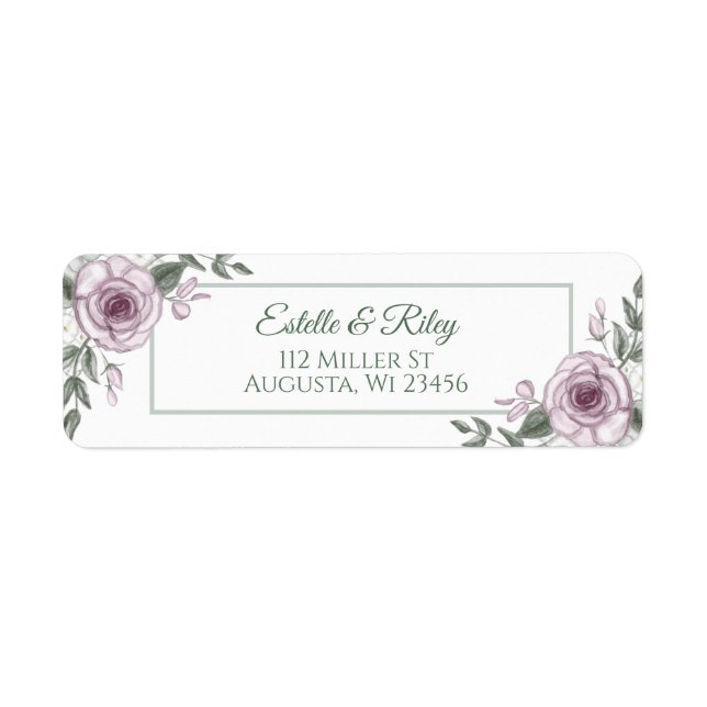 Mauve Roses Elegant Floral  Label (Front)