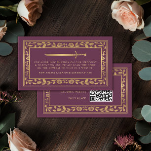 Mauve Royal Sword Wedding Website RSVP QR Code Enclosure Card