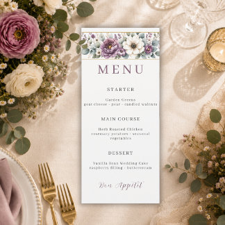 Mauve & Sage Floral Wedding Menu