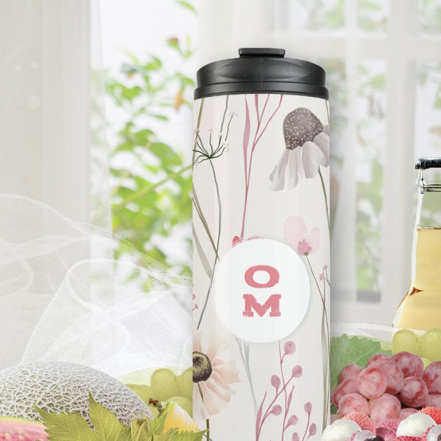 Mauve Sage Monogram Traveler Thermal Tumbler (Mauve Sage Monogram Traveler Thermal Tumbler ©Susanne Sachers - Sunny Mind 🌞)