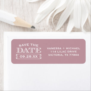 Mauve Save the Date Wedding Return Address Label