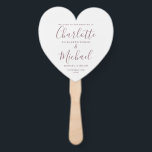 Mauve Script Wedding Ceremony Heart Hand Fan<br><div class="desc">This stylish wedding program can be personalized with your special wedding day information featuring chic modern typography. Designed by Thisisnotme©</div>