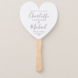 Mauve Script Wedding Program Heart Hand Fan<br><div class="desc">This stylish wedding program can be personalised with your special wedding day information featuring chic modern typography. Designed by Thisisnotme©</div>
