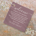 Mauve Script Wedding Welcome Gift Basket Bag Favor Tags<br><div class="desc">Featuring signature style names,  this elegant mauve and white tag can be personalised with your special thank you information in chic white lettering. Designed by Thisisnotme©</div>