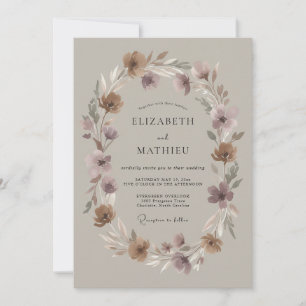 Mauve Serene Autumnal Wedding Invitation