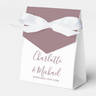 Mauve Signature Script Elegant Wedding Favor Boxes