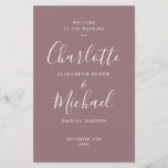 Mauve Signature Script Wedding Program<br><div class="desc">Mauve signature script wedding program featuring chic modern typography,  this stylish wedding program can be personalised with your special wedding day information. Designed by Thisisnotme©</div>