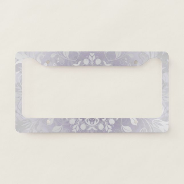 Mauve Silver Floral Mandala  License Plate Frame (Front)