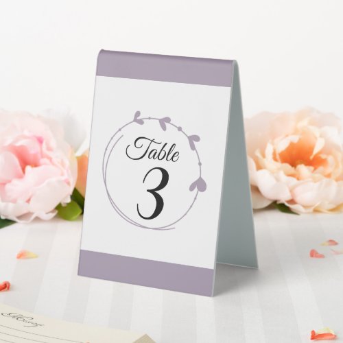 Mauve Simple Heart Wreath Table Number Table Tent Sign