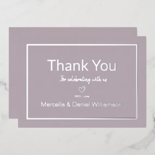Mauve Simple Minimalist Wedding Thank You Foil Invitation