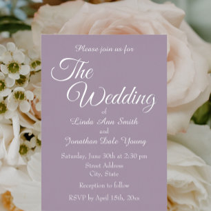 Mauve Simple Style Wedding Foil Invitation