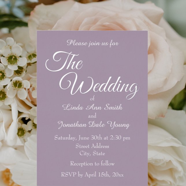 Mauve Simple Style Wedding Foil Invitation (In Situ Wedding)