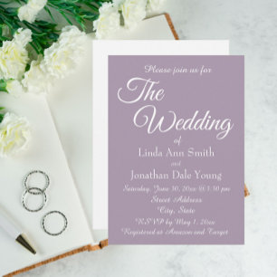 Mauve Simple Style Wedding Invitation