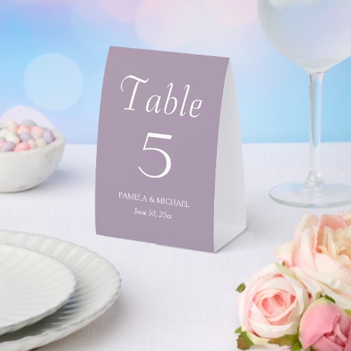 Mauve Simple Style Wedding Paper Table Tent