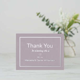 Mauve Simple Wedding Thank You Foil Invitation Postcard