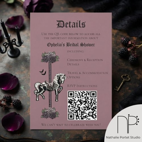 Mauve Skeleton Horse QR Details Card