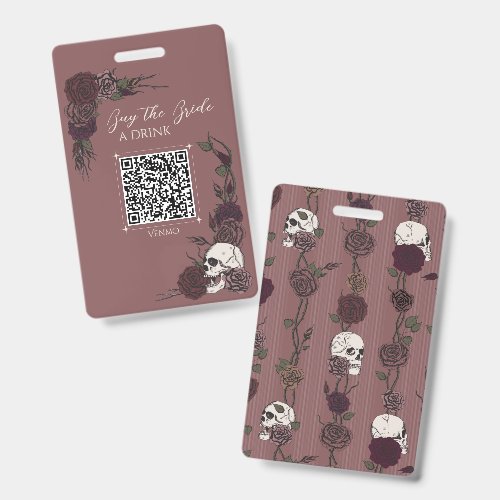 Mauve Skull Buy the Bride a Drink QR Badge