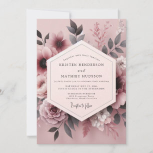 Mauve Smoky Bloom Wedding Invitation