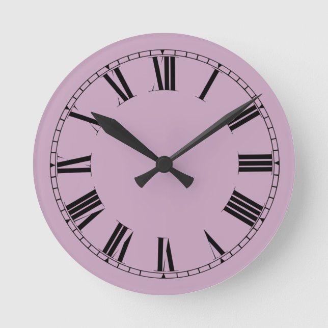 Mauve Solid Color Round Clock (Front)