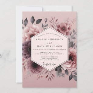 Mauve Somber Flora Wedding Invitation
