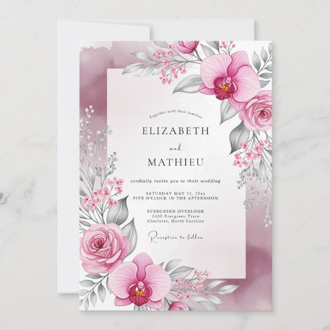 Mauve Splendid Spring Wedding Invitation (Front)