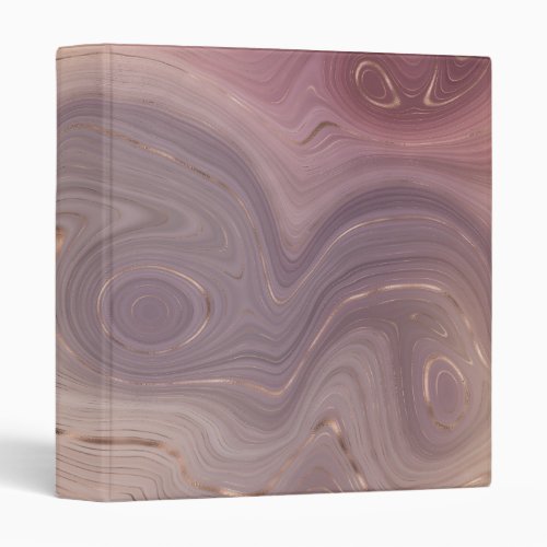 Mauve Strata  Dusty Pink and Rose Gold Agate 3 Ring Binder