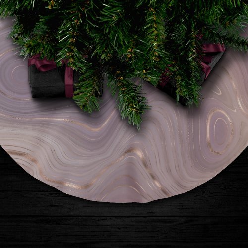 Mauve Strata  Dusty Pink and Rose Gold Agate Brushed Polyester Tree Skirt