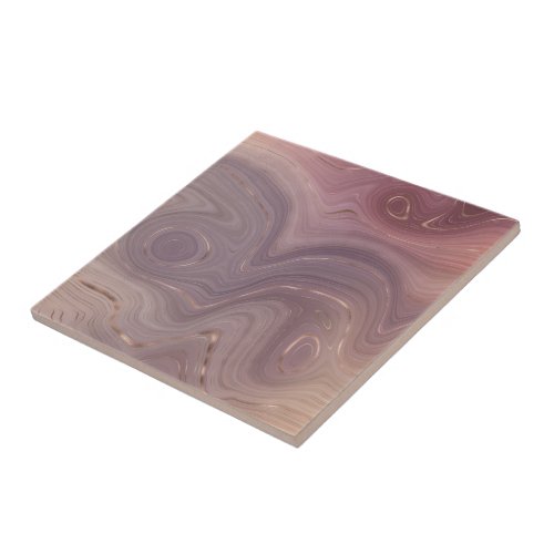 Mauve Strata  Dusty Pink and Rose Gold Agate Ceramic Tile
