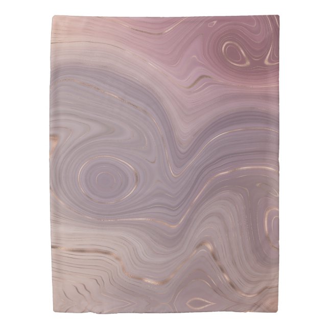 Mauve Strata | Dusty Pink and Rose Gold Agate Duvet Cover (Front)