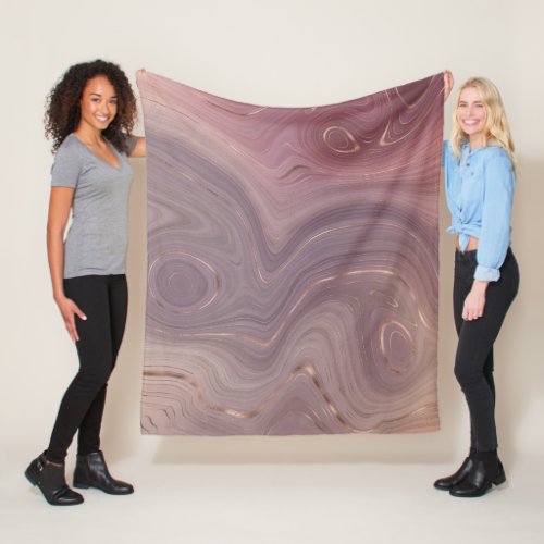 Mauve Strata  Dusty Pink and Rose Gold Agate Fleece Blanket